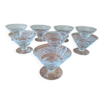 Set of 8 Art Deco champagne glasses