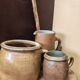 Set of 3 pieces of antique rustic French stoneware ceramic.