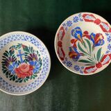 Anciens plats creux en faïence, à motif floraux, xixeme/début xxeme