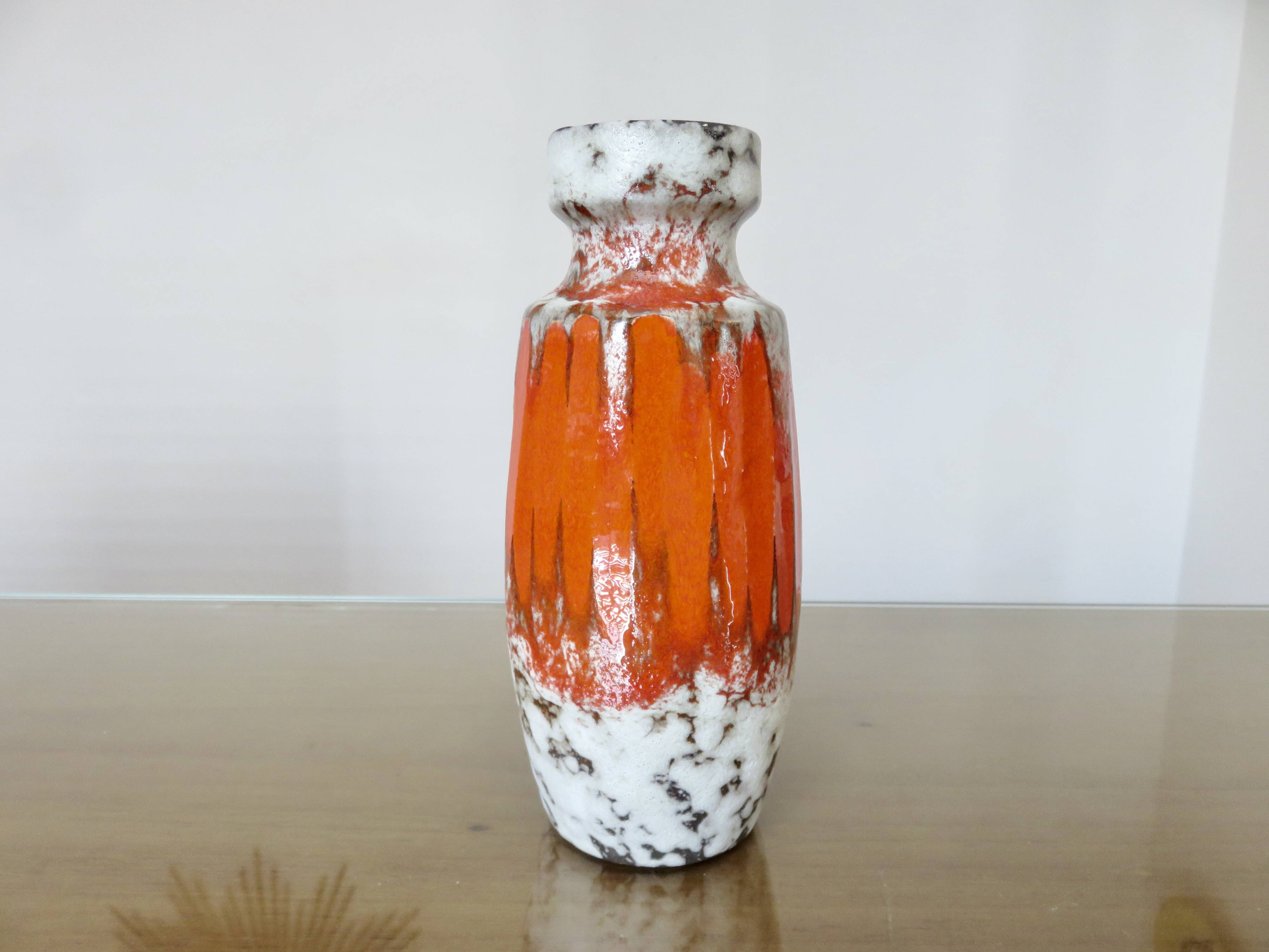 Orange "fat lava" ceramic vase, West Germany, 1970