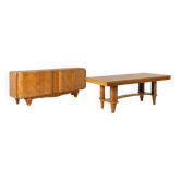 French Art Deco dining suite in sycamore, style of André Arbus, c. 1940.