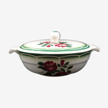 Digoin's soup maker - Mireille model - Rose decoration and green liseret - circa 1940