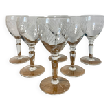 6 engraved crystal wine glasses with stems