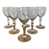6 engraved crystal wine glasses with stems