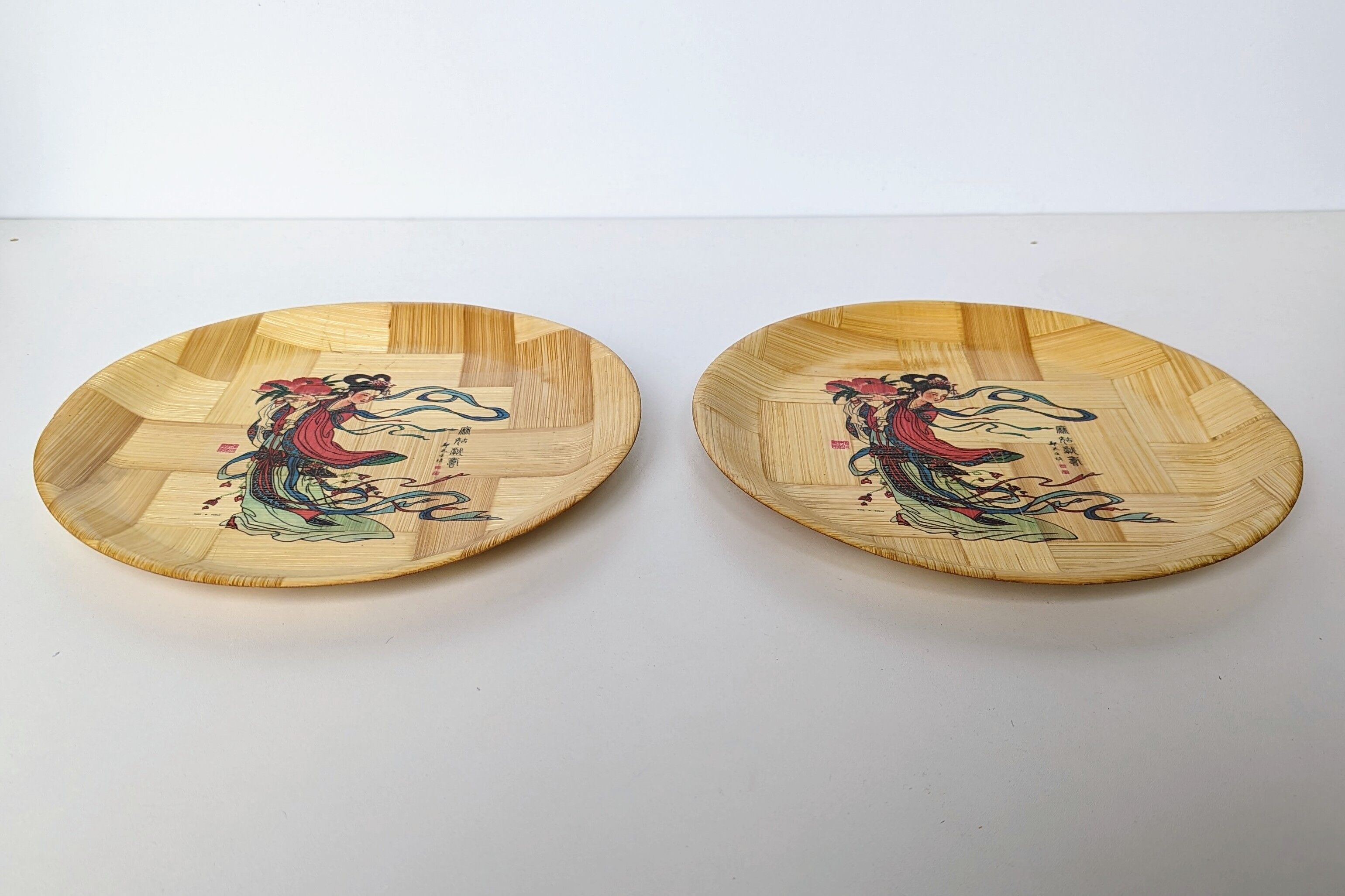 2 Bamboo trays of Asian origin certainly 1950