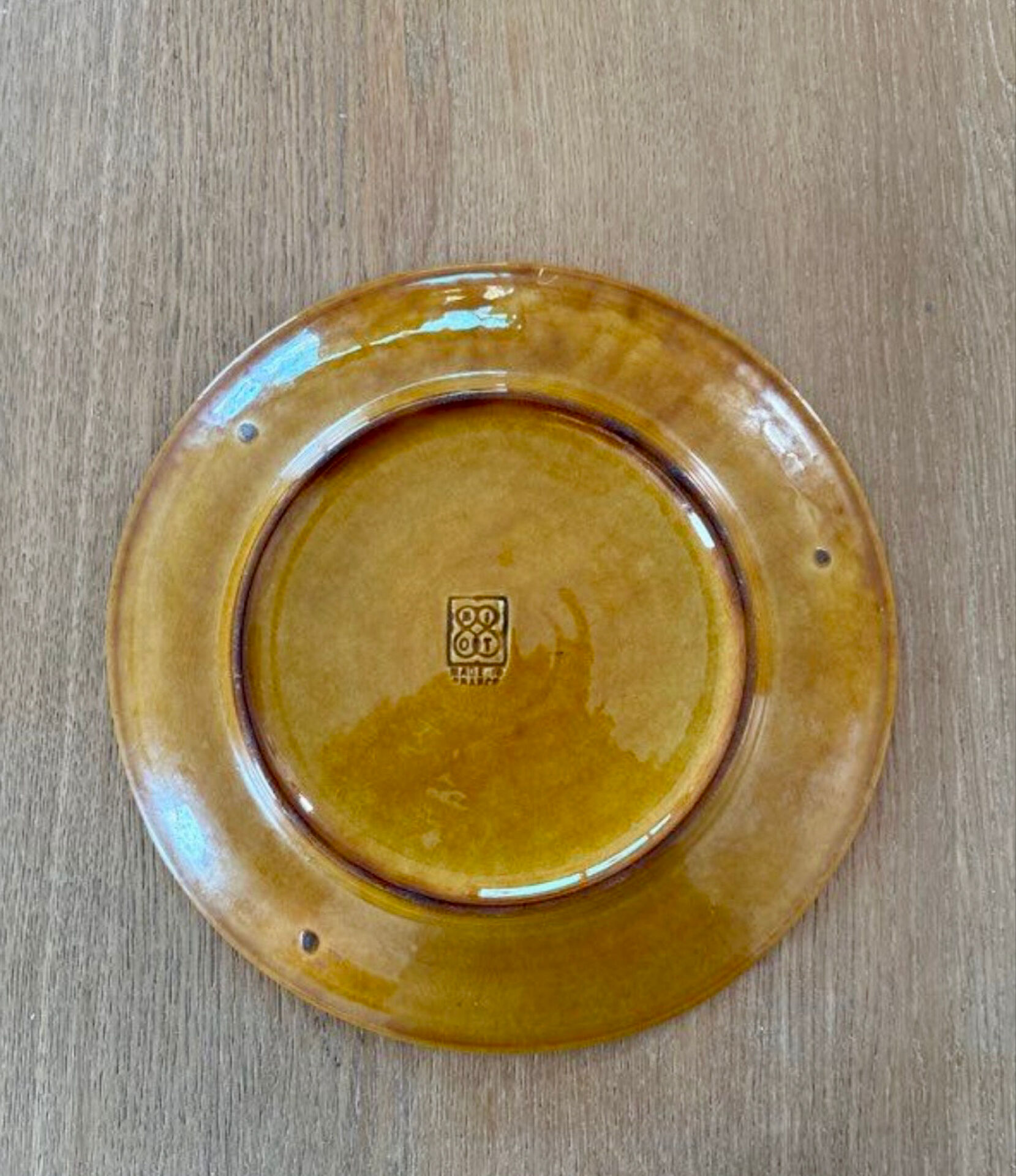 Vintage enamelled ceramic plate - geometric design - 24 cm - F