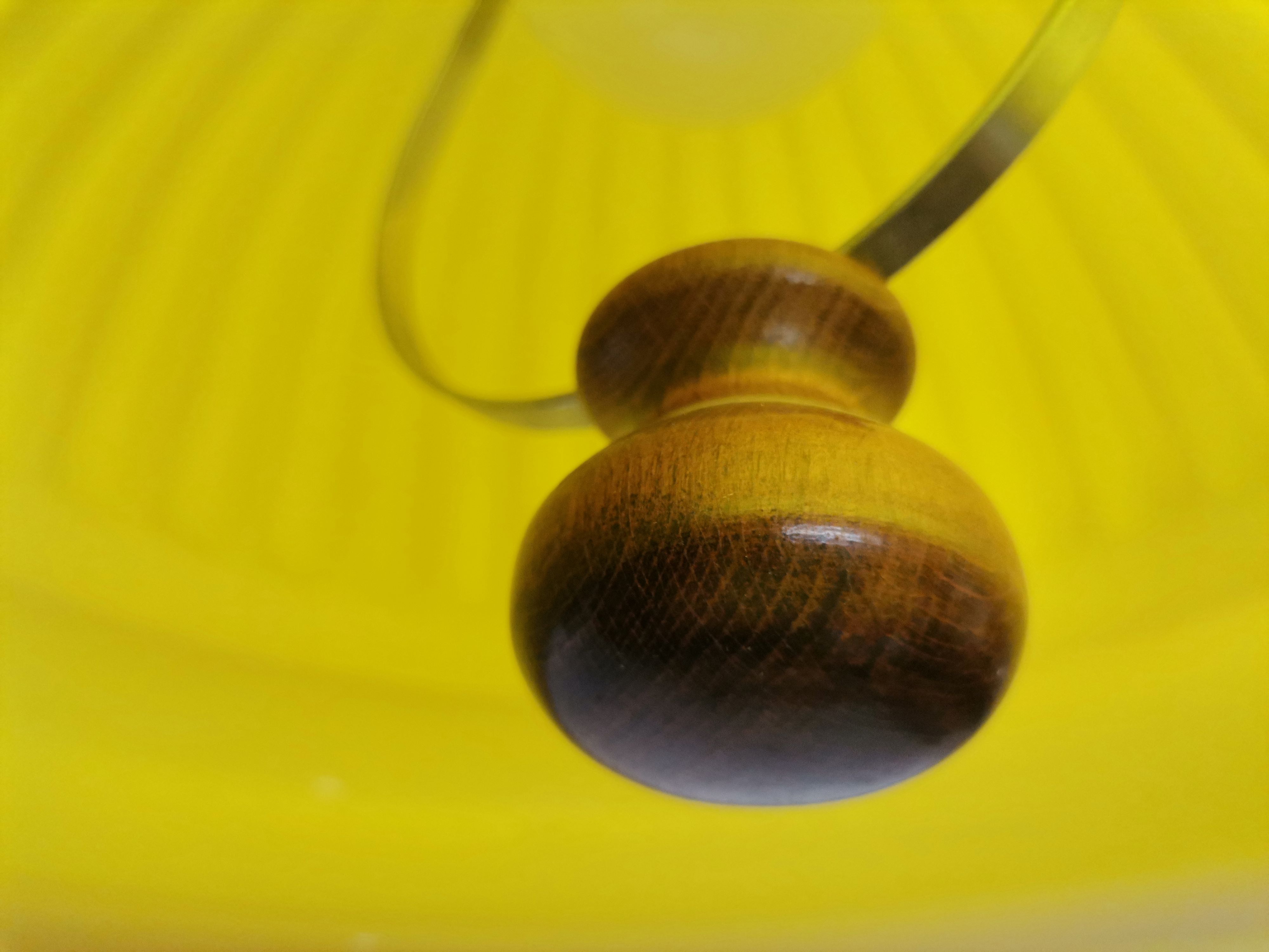 Yellow ribbed glass pull down hanging lamp 1970s