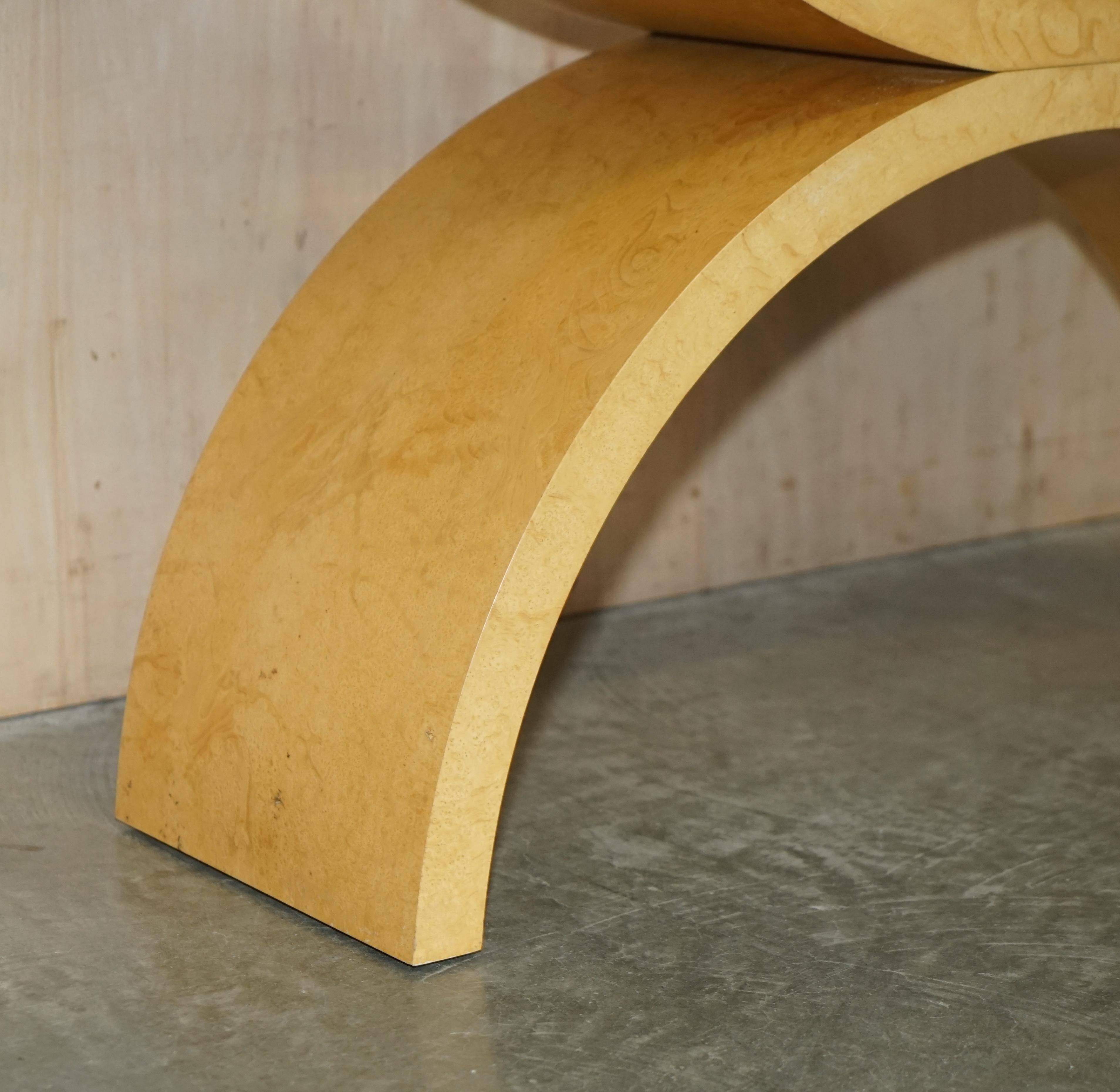 Large console in walnut, satinwood and oak by Andrew Varah.