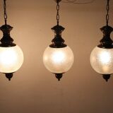Lampes à Suspension en Laiton et Verre, 1960s, Set de 3