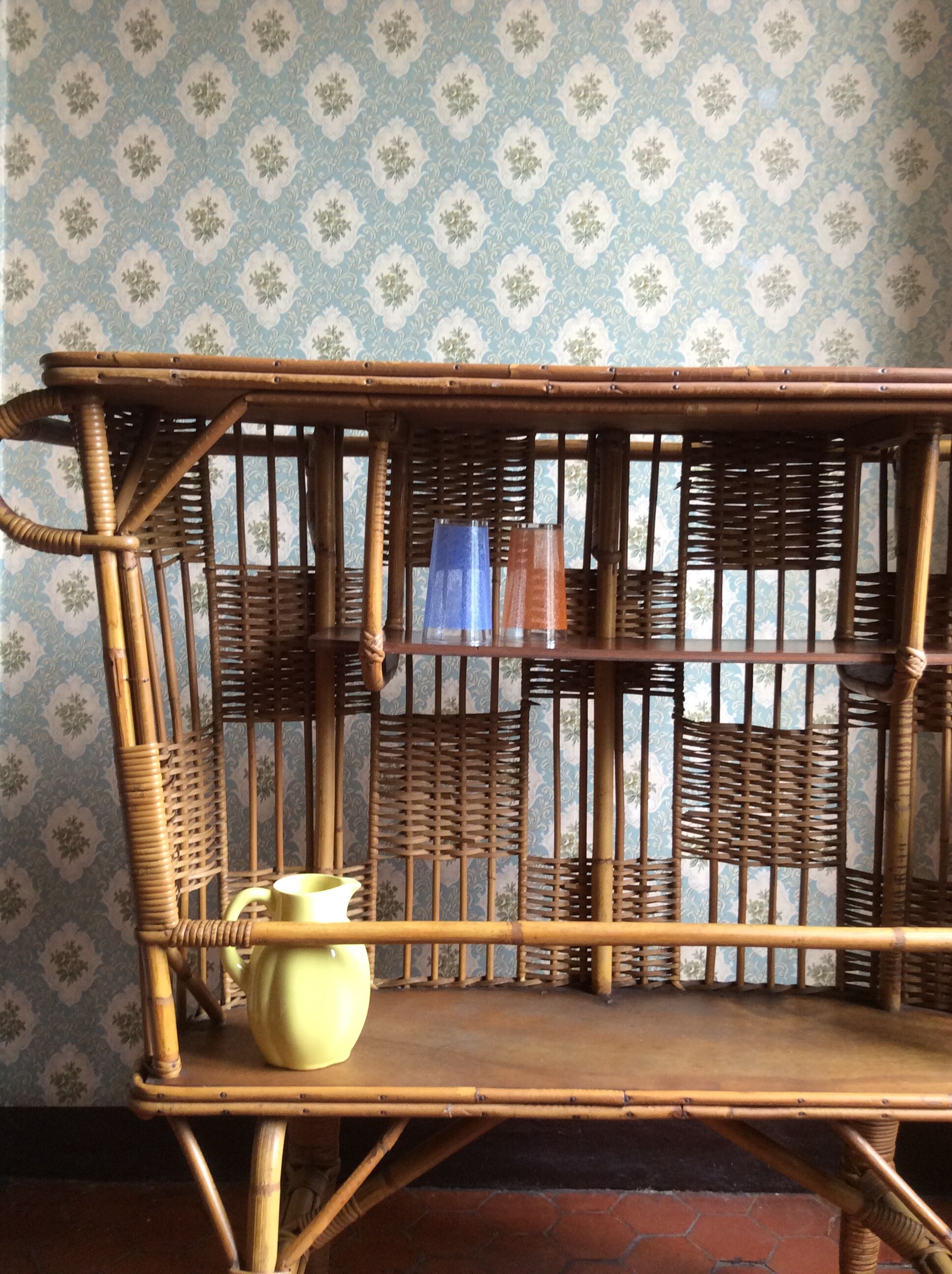 Bar vintage bambou et rotin années 60
