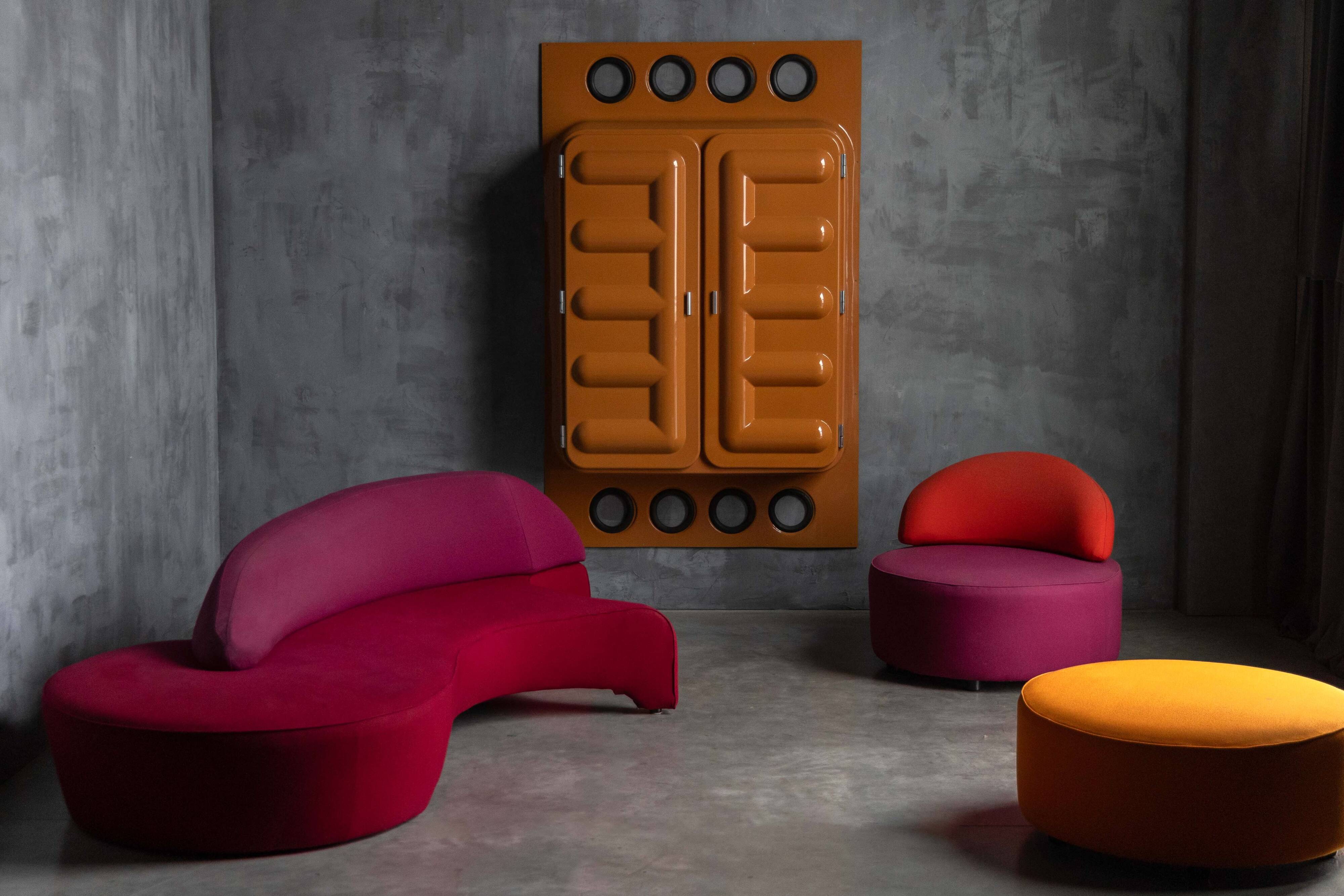 Edition Somop Wardrobe in Orange Molded Plastic, France, 1970s