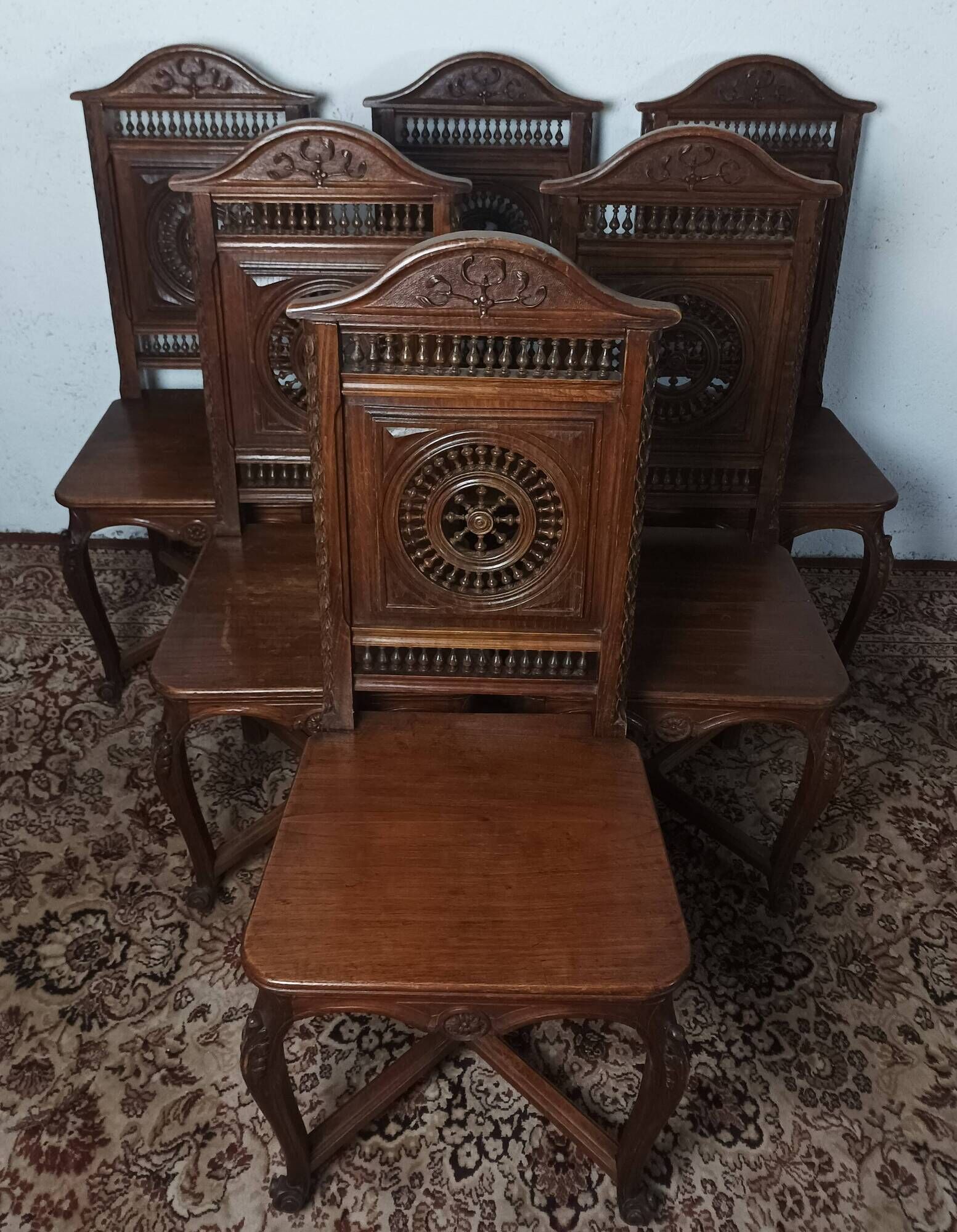 Set of 6 Art Deco oak chairs