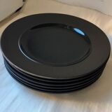 Black Earthenware Plate 21 cm Vintage