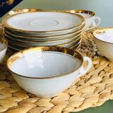 Fine porcelain Limoges enamel Viezon A.B 6 cups and under cups