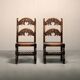 Pair Antique Yorkshire Back Stools / Side Chairs solid Oak, England 18th Ce