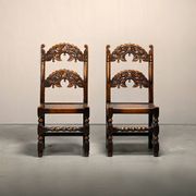 Paire de tabourets/chaises d'appoint anciens du Yorkshire en chêne massif, Angleterre, XVIIIe siècle