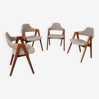 4 teak Compass chairs by Kai Kristiansen for SVA Møbler, 1960s