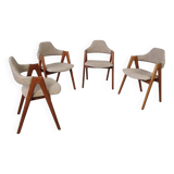 4 teak Compass chairs by Kai Kristiansen for SVA Møbler, 1960s