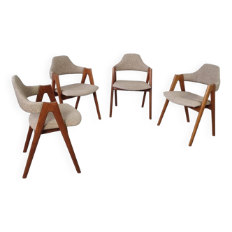 4 teak Compass chairs by Kai Kristiansen for SVA Møbler, 1960s