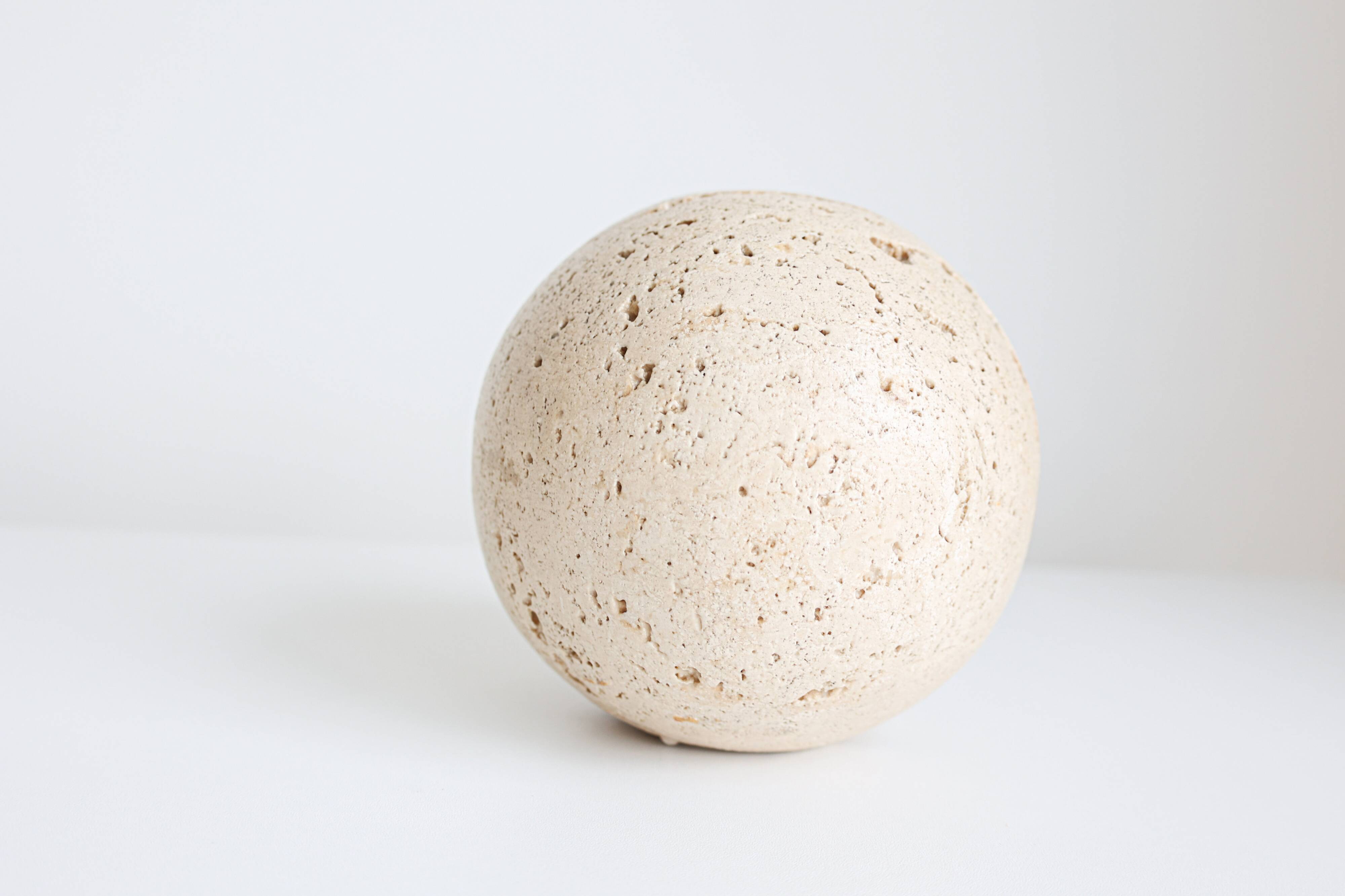 Vintage travertine decorative sphere, 1980s, Italy.