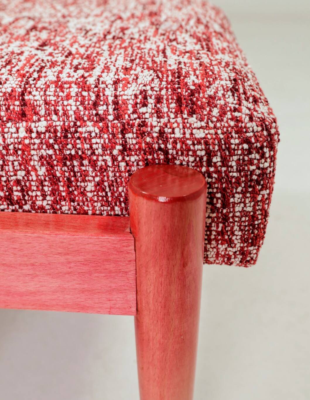 Pair of wooden stools with red crabs