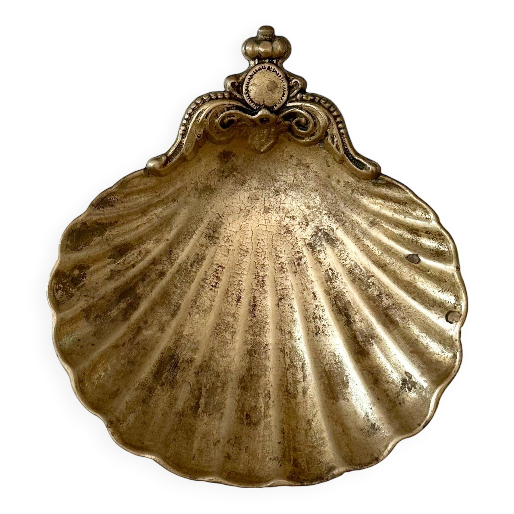 Brass shell dish, soap dish from around 1900 by "J. Gallo"