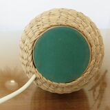 Lamp in rattan and ceramic 70s