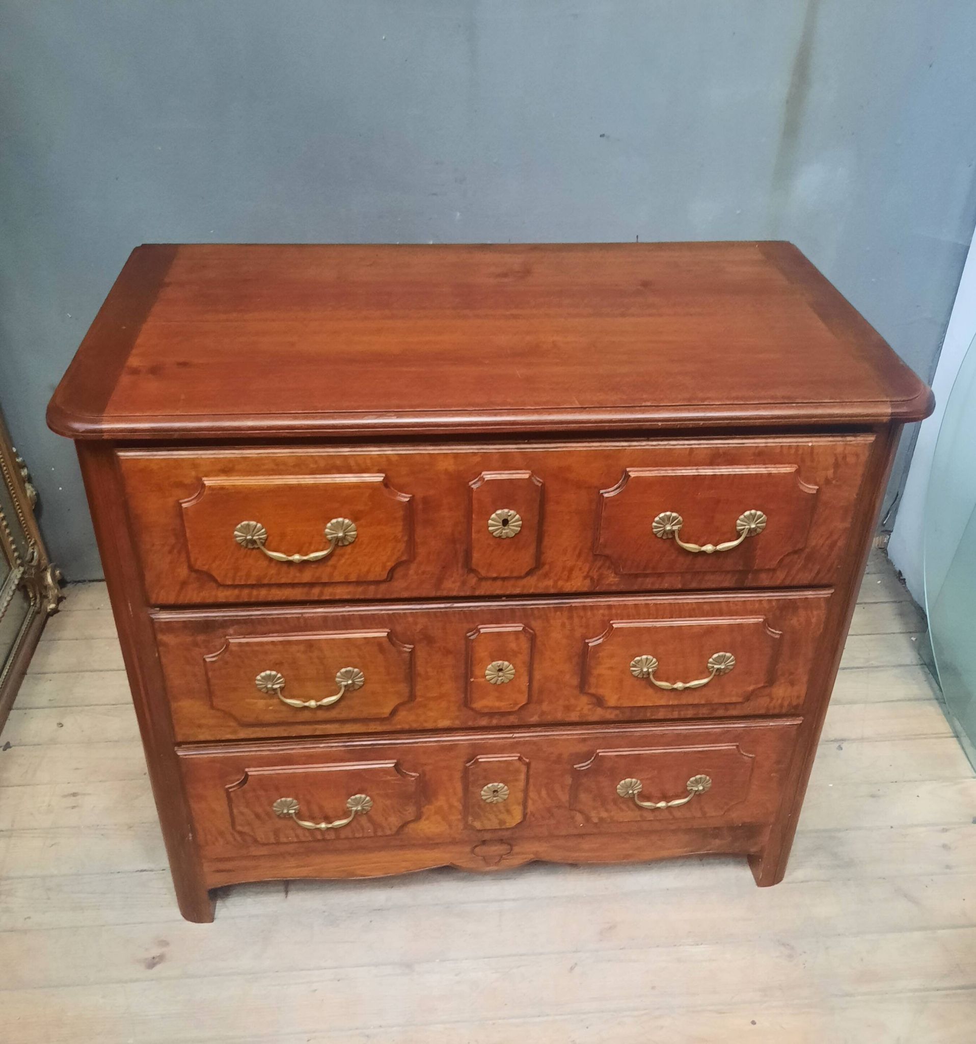 Louis XIV style commode in natural wood