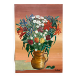 Peinture d’un bouquet / tableau huile sur toile