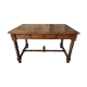 Old desk style henri ii table + drawer wood turned vintage