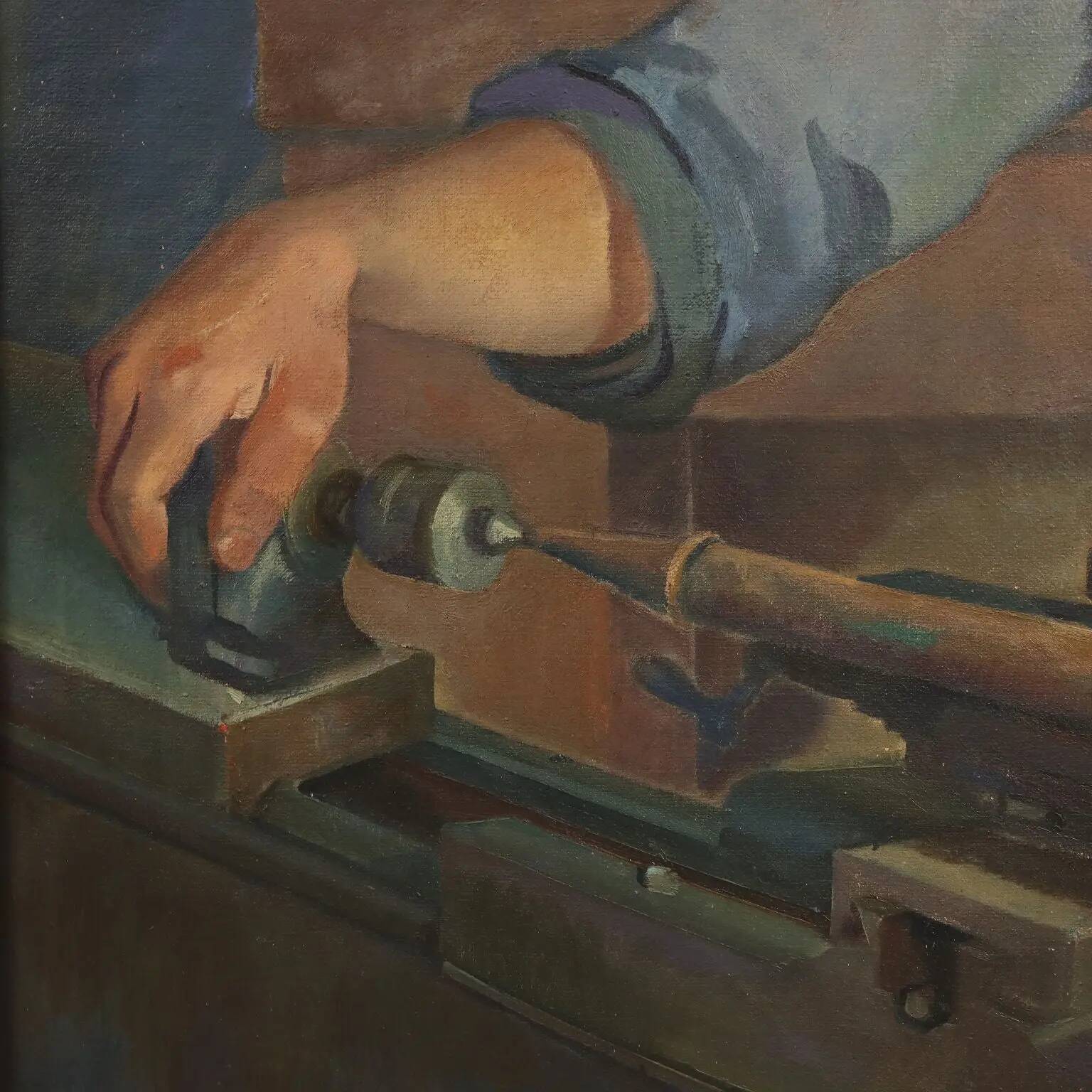 Modern painting signed by Mario Venzo, oil on canvas, Italy, 1950.