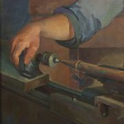 Modern painting signed by Mario Venzo, oil on canvas, Italy, 1950.