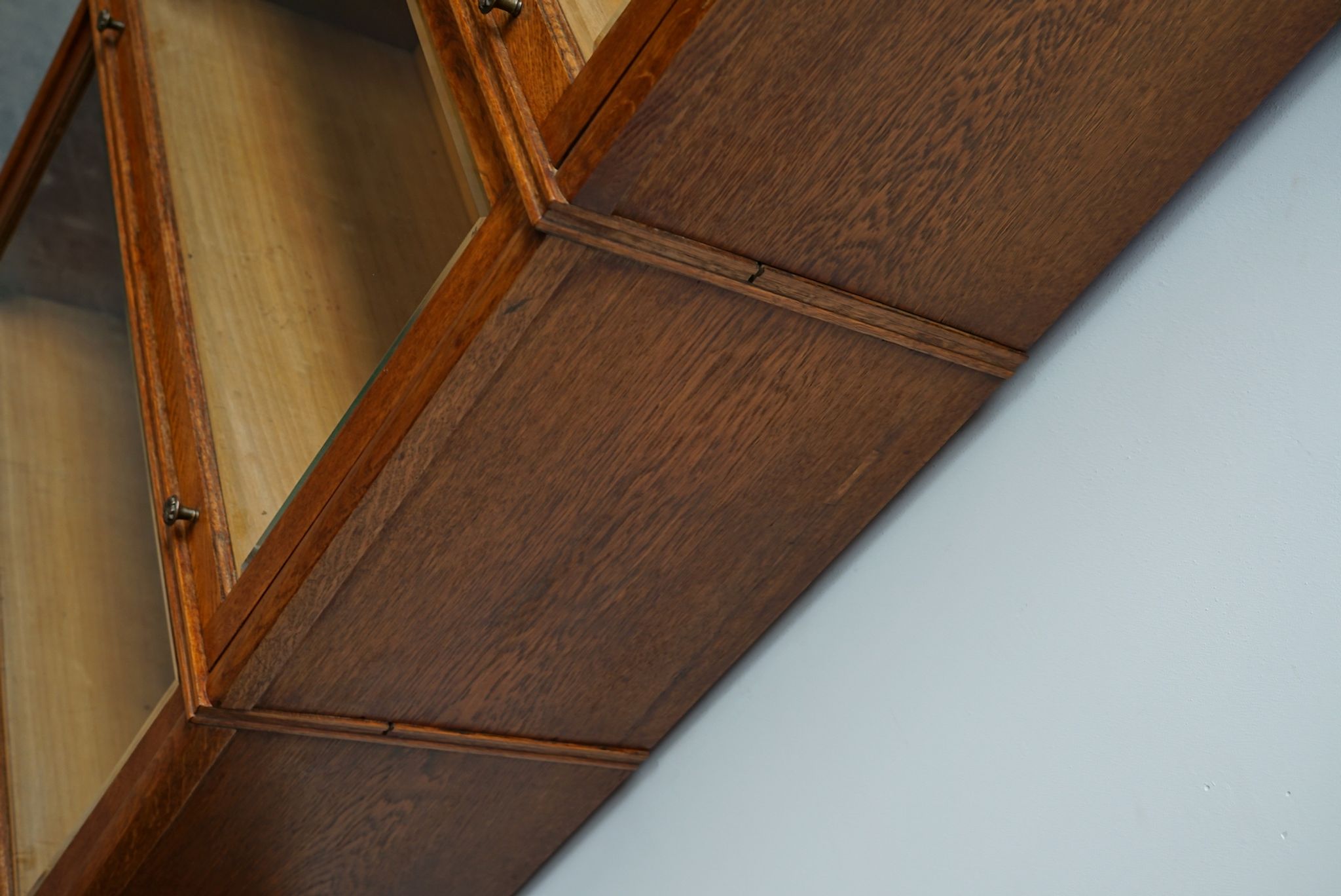 German oak bookcase with folding doors, ca 1900