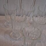 Set of 6 antique faceted stemmed wine glasses in very good condition.