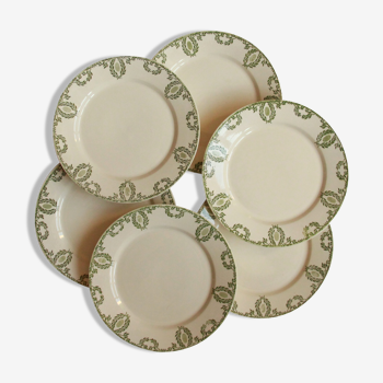 Lot de 6 assiettes plate faïence ancienne française Sarreguemines U et Cie modèle Arcole