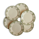 Set of 6 plates flat old French earthenware Sarreguemines U et Cie model Arcole