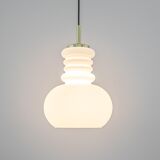 Large white opaline glass pendant light by Peill Putzler, Germany, 1970.