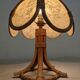 Lotus flower bedside lamp in skin and rattan from the 60s/70s