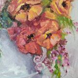 Acrylic on canvas contemporary still life bohemian flower bouquet