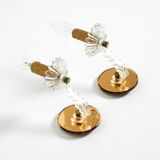 Two original Italian 1960s wall lamps with glass and mirror components