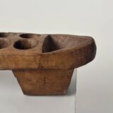 Awalé Burkina Faso game in vintage 19th century carved wood