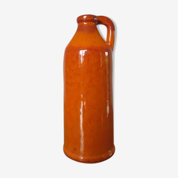 Vase en céramique orange avec anses années 60