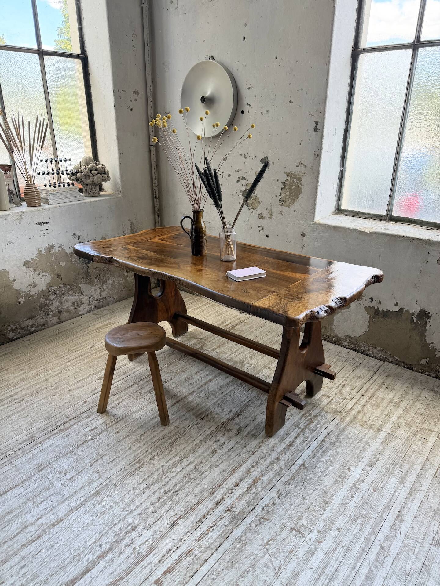Dining table in solid olive wood Maison Skela 1960