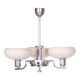 Bauhaus Chandelier in Chrome-Plated Steel and Opaline Glass, Czech, 1930s