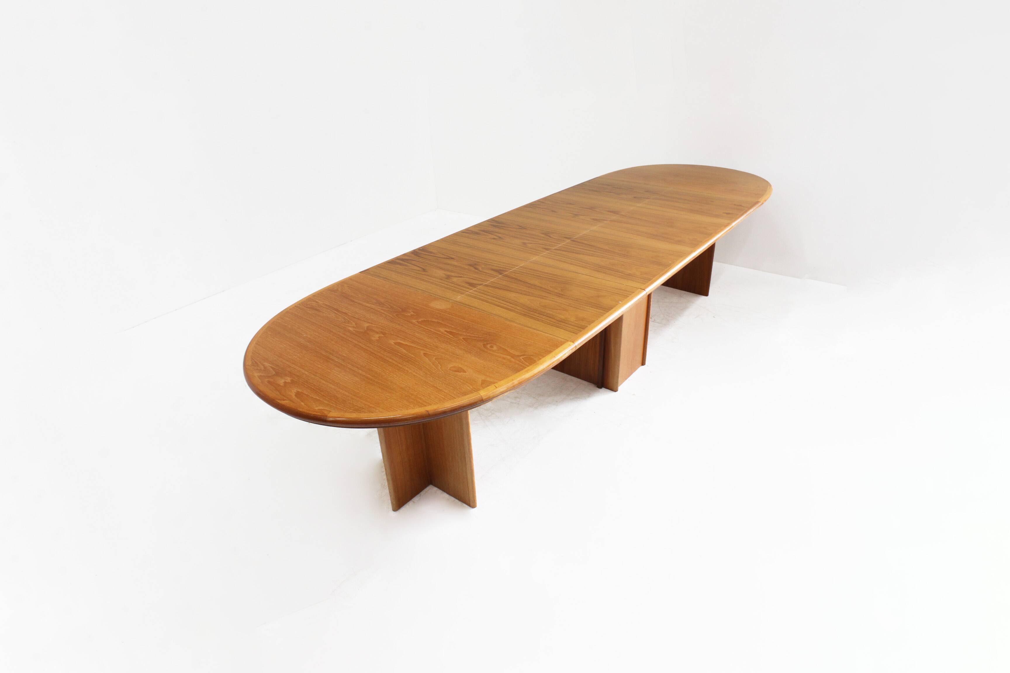 Vintage Danish Large Oval Extendable Dining Table XL 1960s