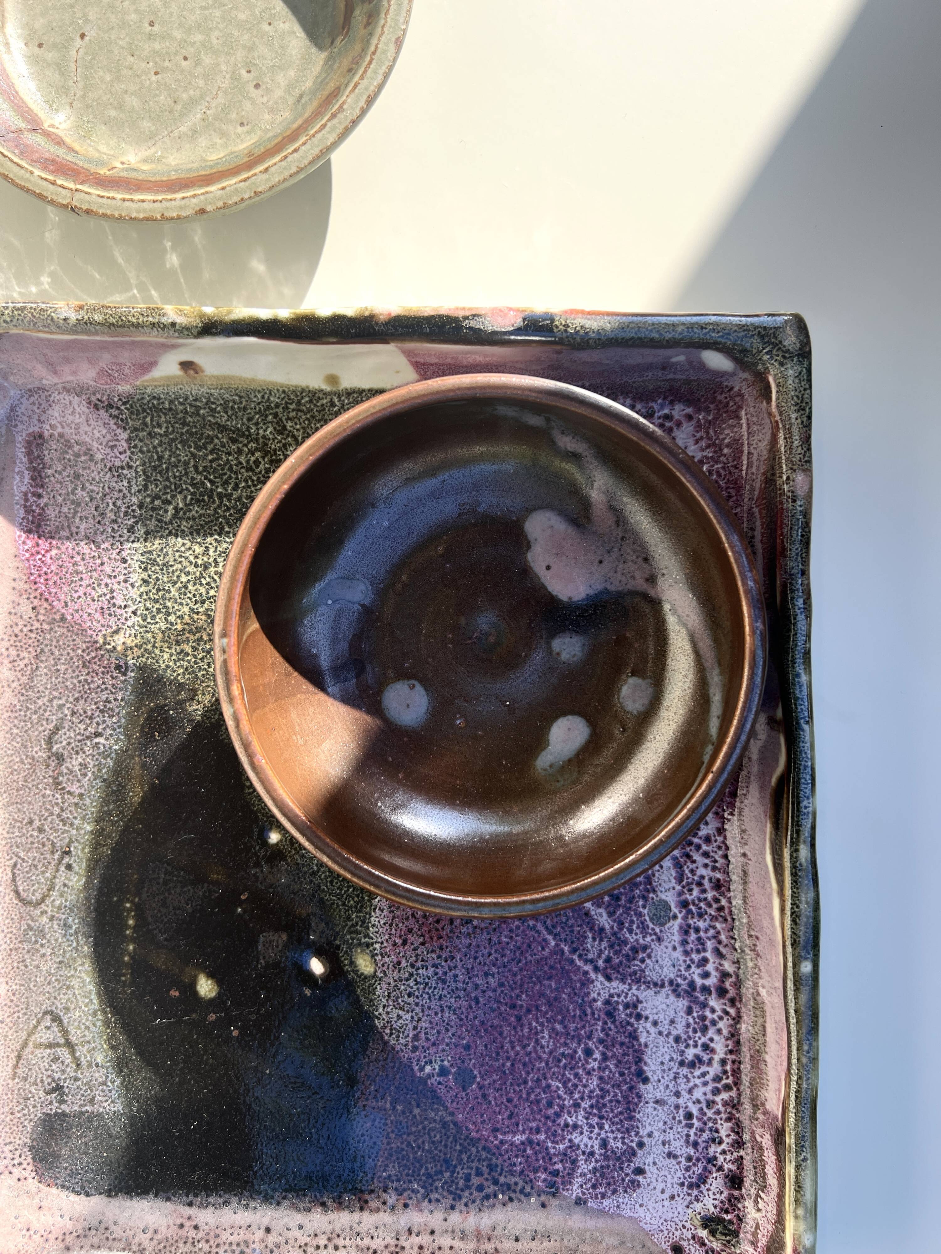 Ramekin / workshop pocket in glazed stoneware and signed