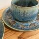 Paire tasse et sous tasse grès signes Denbac