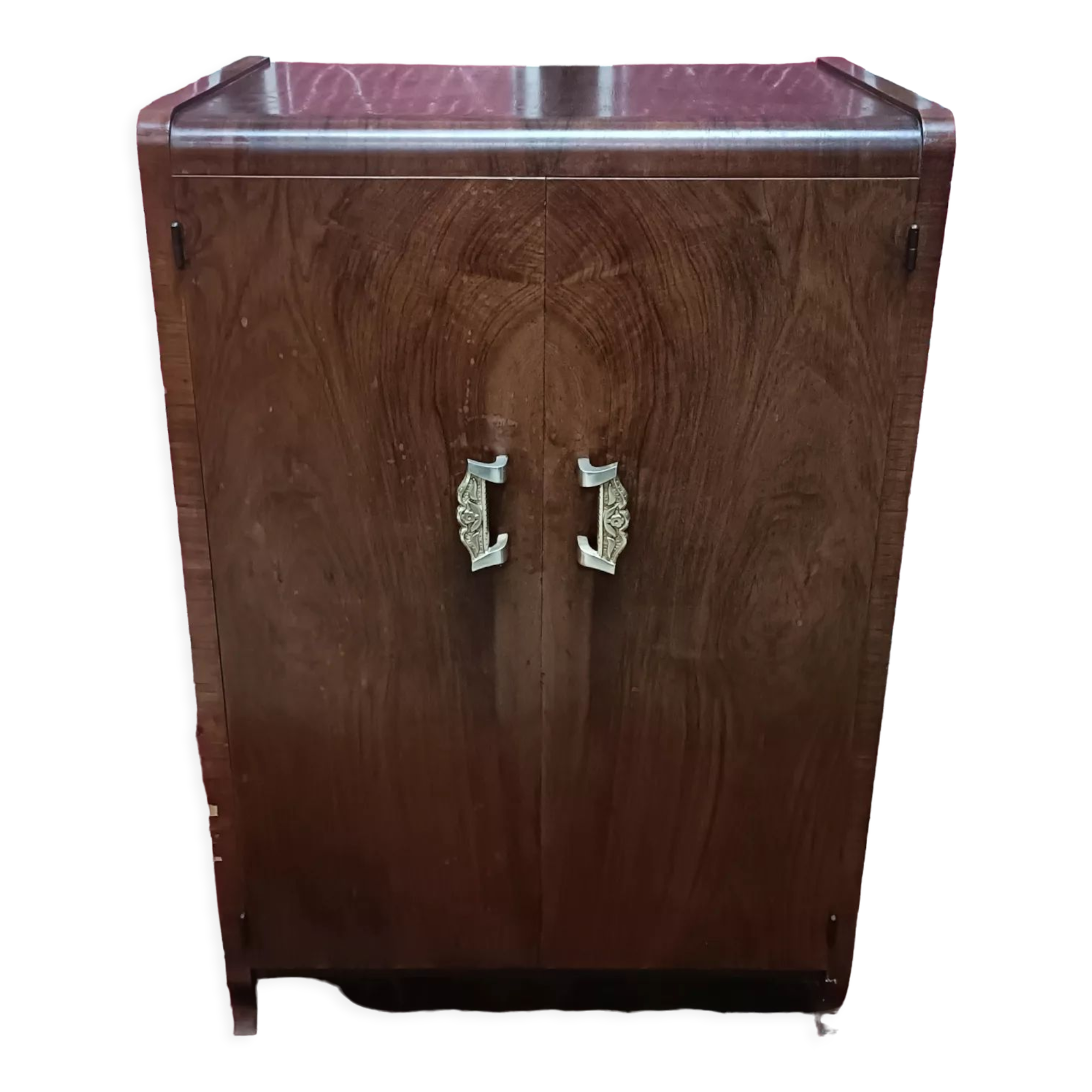 Art deco bar furniture symmetrical walnut veneer