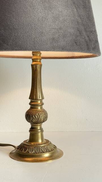 MASSIVE BRASS LAMP and VINTAGE Velvet