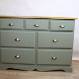 Sage green solid pine chest of drawers 1980 France